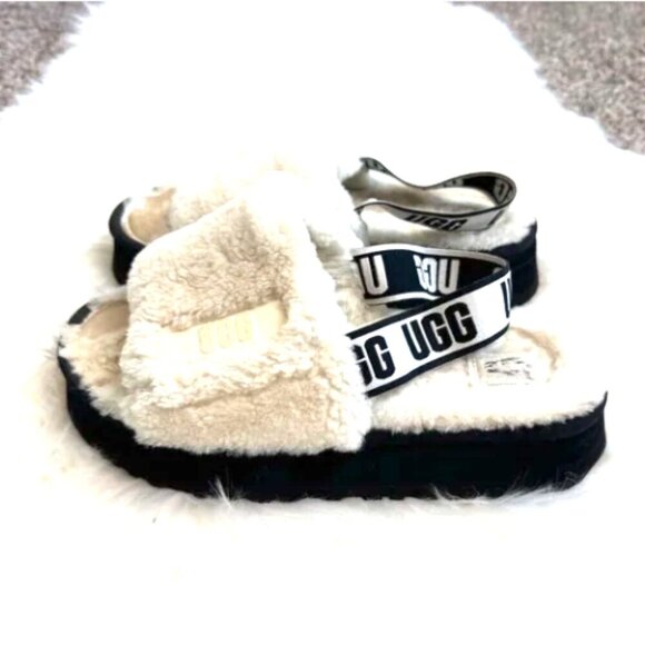UGG disco white fur platform slide slipper sandals - Picture 3 of 8